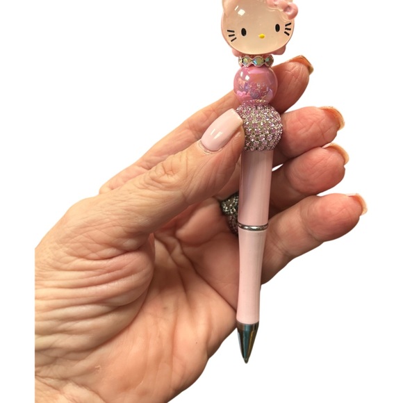 HELLO KITTY Fancy Pink Handmade Beaded Pen BLINGY! - Picture 5 of 6